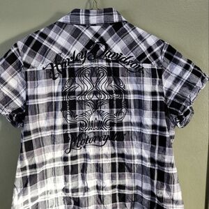 Harley Davidaon short sleeve plaid top